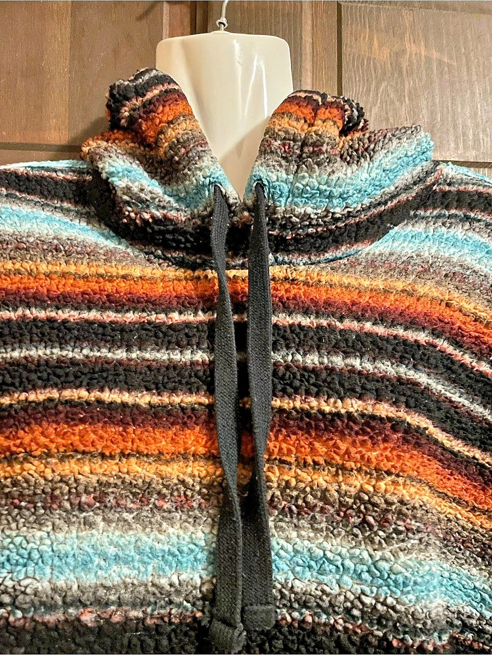Shyanne Striped Pullover Hoodie in Black & Blue Small - Picture 3 of 9